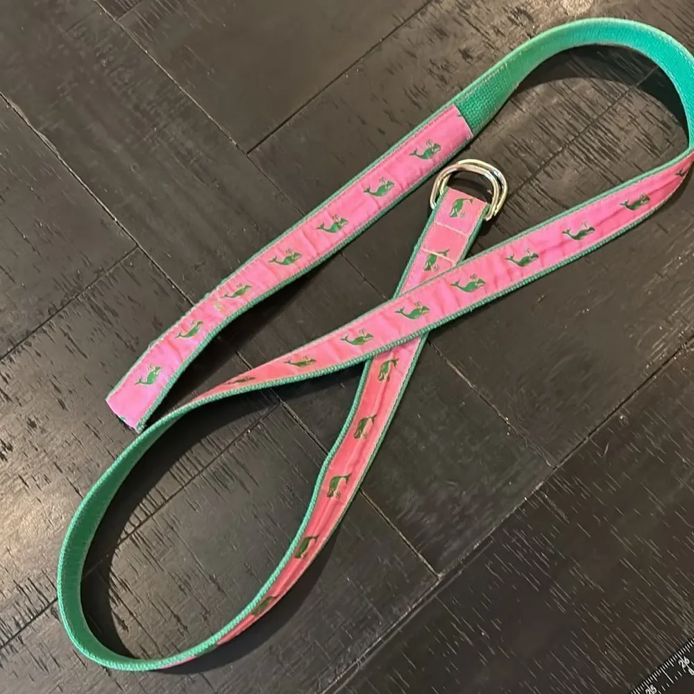 Vintage Preston Whale Print Pink Green Canvas XL Belt​